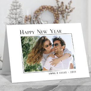 Tarjeta Festiva Feliz Año Nuevo Único Estilo Mínimo Moderno Foto