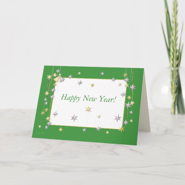 Tarjeta Festiva Feliz Año Nuevo Verde (Anverso)