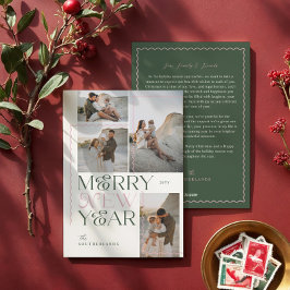 Tarjeta Festiva Feliz Año Nuevo Wavy Moderno Mínimo 4 Collage de f