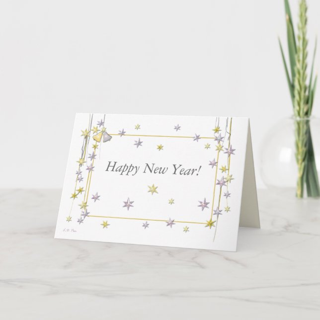 Tarjeta Festiva Feliz Año Nuevo White (Anverso)