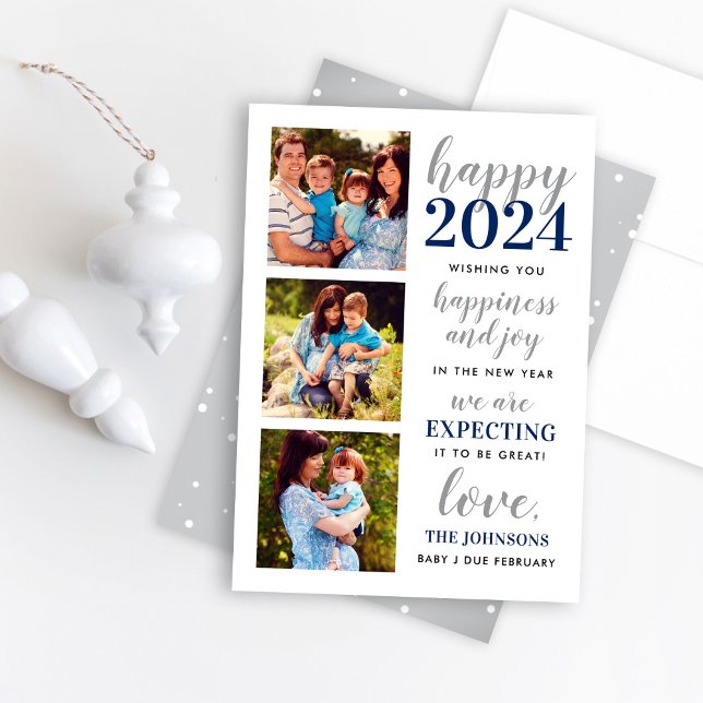 Tarjeta Festiva Feliz Año Nuevo y expectativa de plata en 2024 (Subido por el creador)