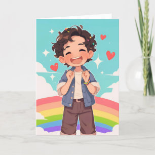 Tarjeta Festiva Feliz arco iris de Anime
