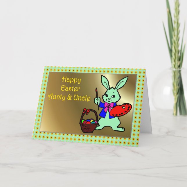 TARJETA FESTIVA FELIZ AUNTY Y TÍO BUNNY RABBI (Anverso)
