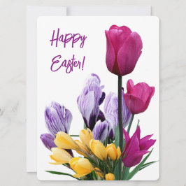 Tarjeta Festiva Feliz bonito de Pascua tulipanes rosados amor flor