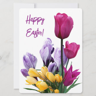 Tarjeta Festiva Feliz bonito de Pascua tulipanes rosados amor flor