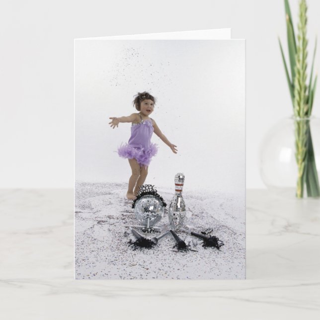 Tarjeta Festiva Feliz Bowling de Año Nuevo (Anverso)