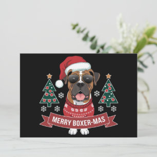 Tarjeta Festiva Feliz Boxer-más Navidades Adorable Amante Perro Bo