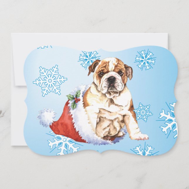 Tarjeta Festiva Feliz Bulldog de Howlidays (Anverso)