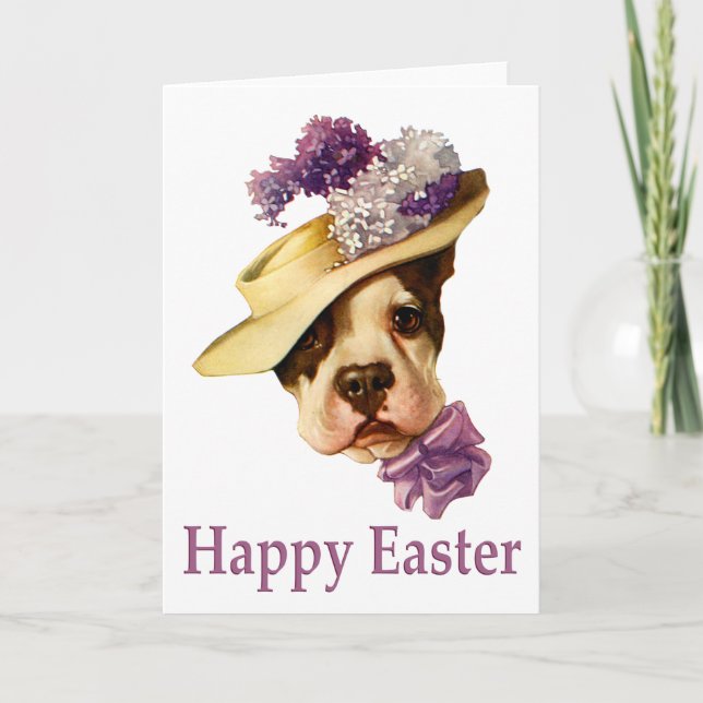 Tarjeta Festiva Feliz Bulldog de Pascua (Anverso)