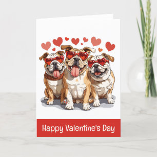 Tarjeta Festiva Feliz Bulldog en inglés de San Valentín