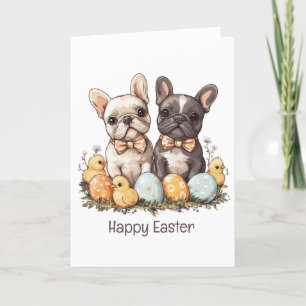 Tarjeta Festiva Feliz Bulldog francés de Pascua