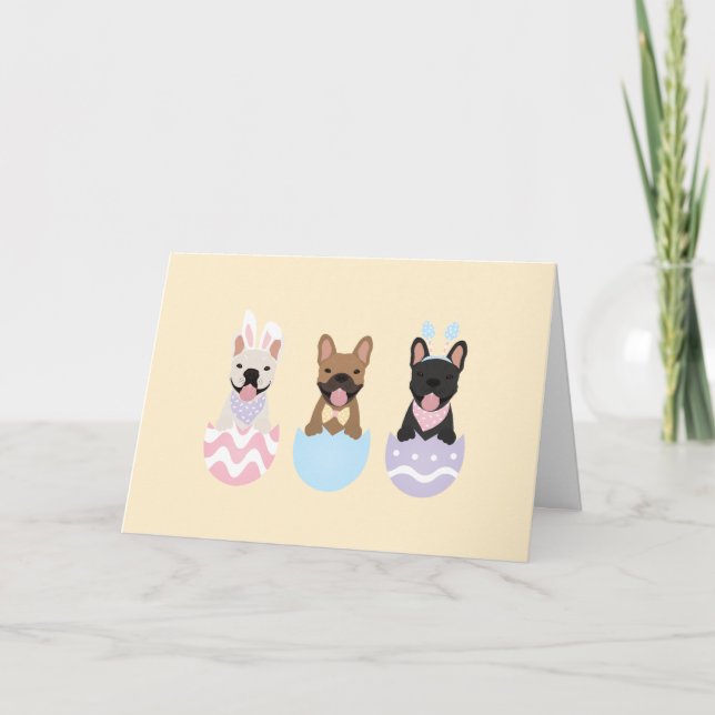 Tarjeta Festiva Feliz Bulldog francés de Pascua (Anverso)