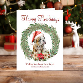 Tarjeta Festiva Feliz Bulldog inglés de Howlidays Cute