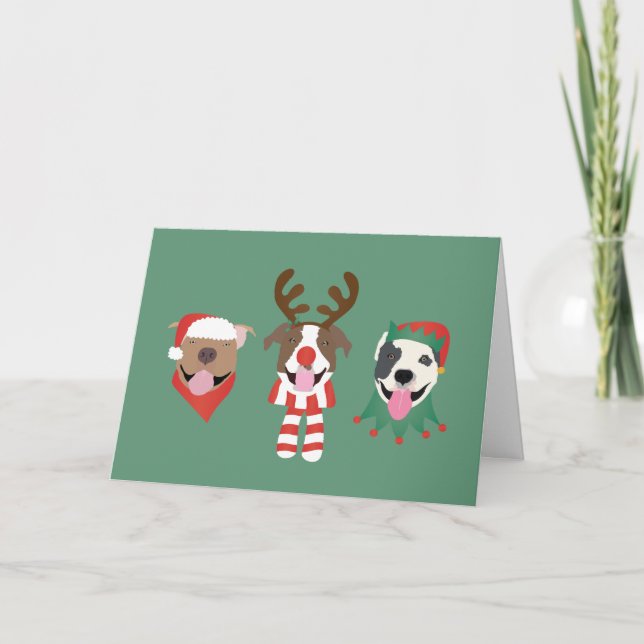 Tarjeta Festiva Feliz Bulldog navideño (Anverso)