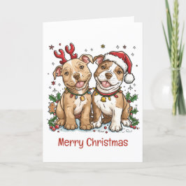 Tarjeta Festiva Feliz Bulldog navideño