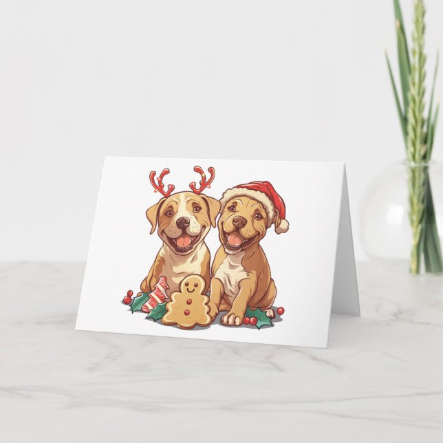 Tarjeta Festiva Feliz Bulldog navideño (Anverso)