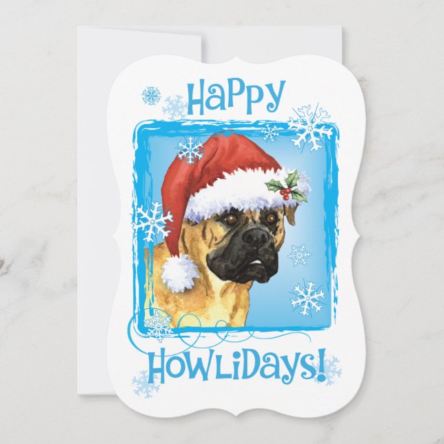 Tarjeta Festiva Feliz Bullmastiff de Howlidays (Anverso)
