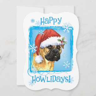 Tarjeta Festiva Feliz Bullmastiff de Howlidays