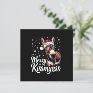 Tarjeta Festiva Feliz burro besamano sarcástico Navidades pijama d