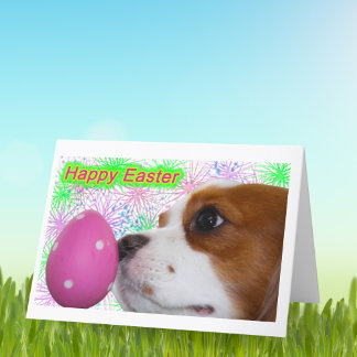 Tarjeta Festiva Feliz Caballero de Pascua Rey Charles Spaniels