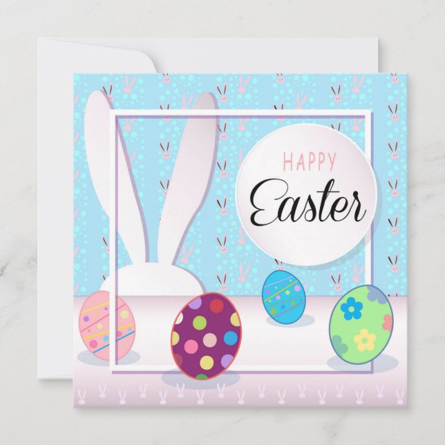 Tarjeta Festiva Feliz Cacería de Huevos de Pascua (Anverso)