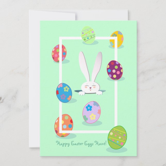 Tarjeta Festiva Feliz Cacería de Huevos de Pascua (Anverso)