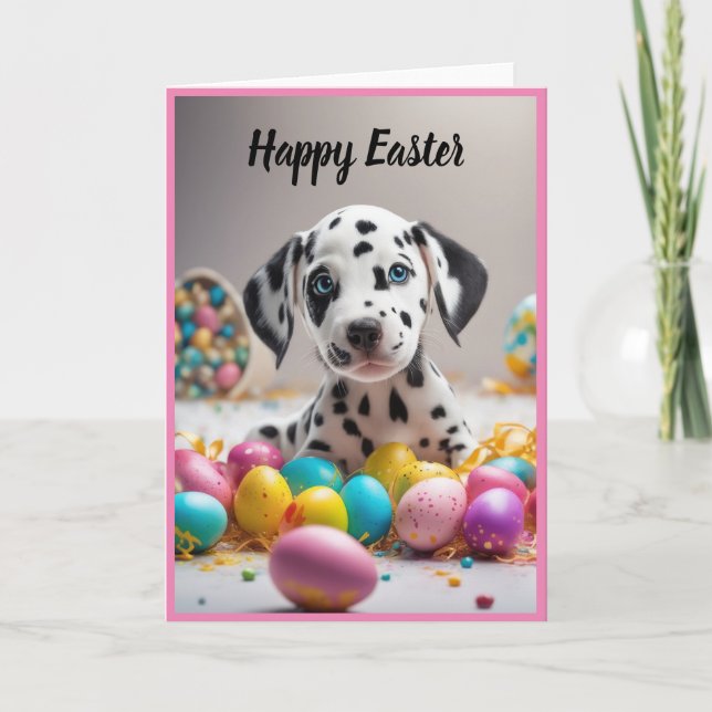 Tarjeta Festiva Feliz Cachorro de Pascua (Anverso)