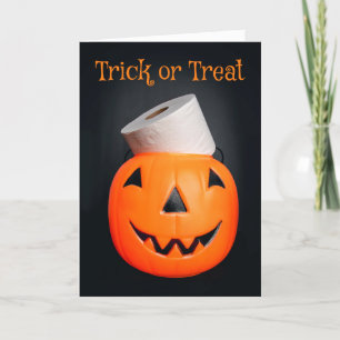 Tarjeta Festiva Feliz Calabaza de Halloween con papel higiénico