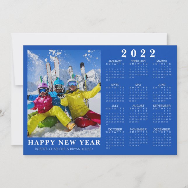 Tarjeta Festiva FELIZ Calendario de AÑO NUEVO 2022 Foto de su colo (Anverso)