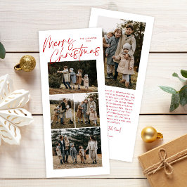 Tarjeta Festiva Feliz caligrafía navideña cinco Slim Photo