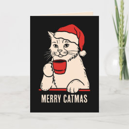 Tarjeta Festiva Feliz catnavidad mamá gato y papá gato