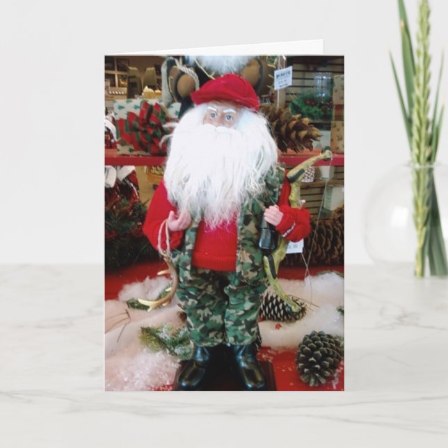 TARJETA FESTIVA "FELIZ CAZANDO A SANTA" (Anverso)
