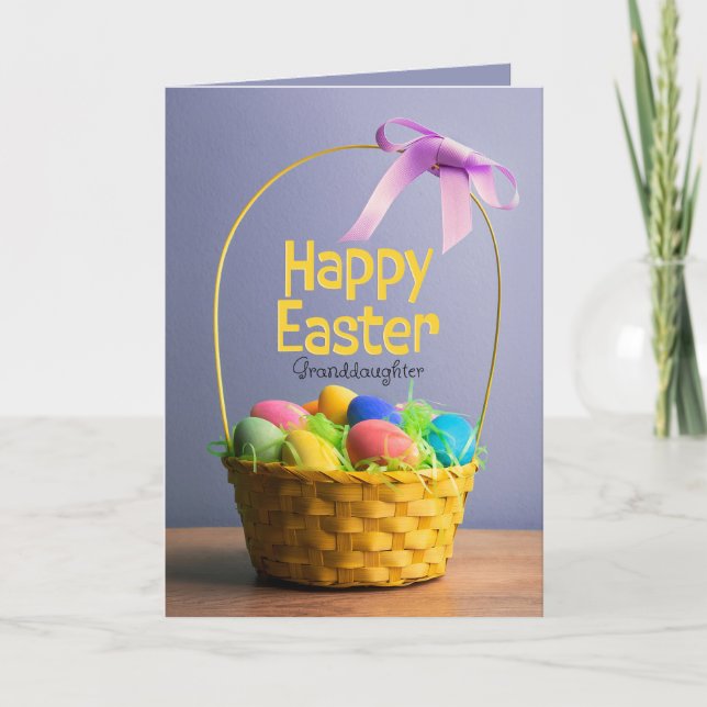 Tarjeta Festiva Feliz Cesta de Huevos de Granja de Pascua (Anverso)