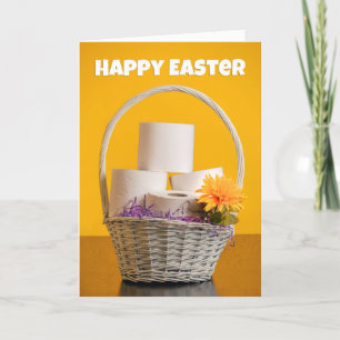 Tarjeta Festiva Feliz Cesta de Pascua de Papel Higiénico Coronavir