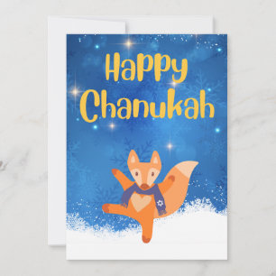 Tarjeta Festiva Feliz Chanukah con zorro bailador