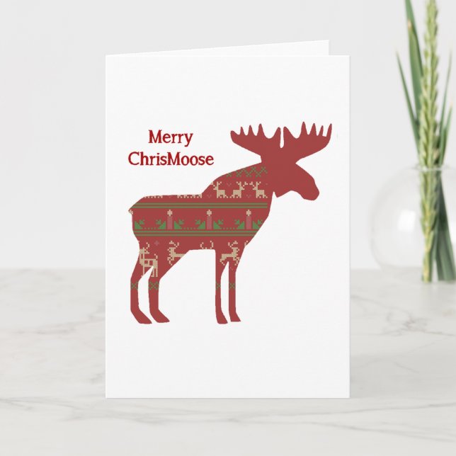 Tarjeta Festiva Feliz Chris Moose Navidades divertidos Moose Anima (Anverso)