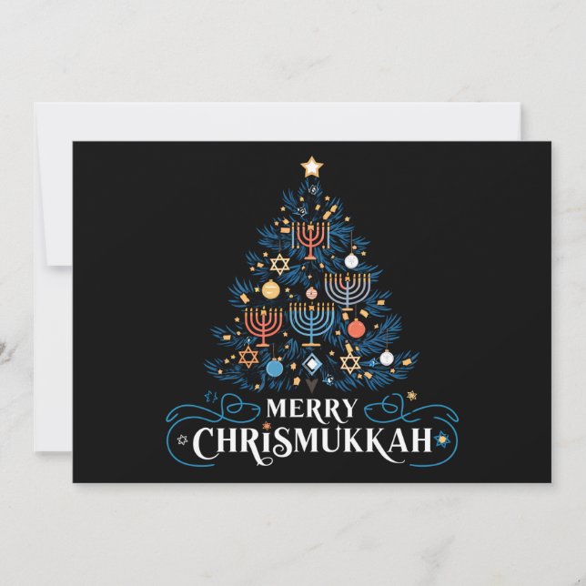 Tarjeta Festiva Feliz Chrismukkah Fiesta Judía de Hanukkah (Anverso)