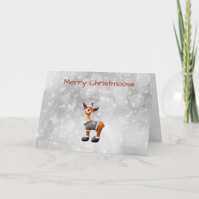 Tarjeta Festiva Feliz Christmoose con sombrero (Anverso)