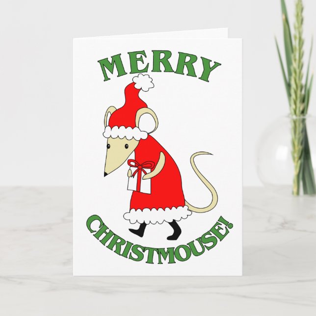 Tarjeta Festiva Feliz Christmouse (Anverso)
