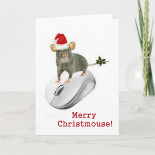 Tarjeta Festiva "¡Feliz Christmouse!" chilla un ratón