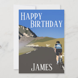 Tarjeta Festiva Feliz ciclismo de ruta de cumpleaños, Col du tourm