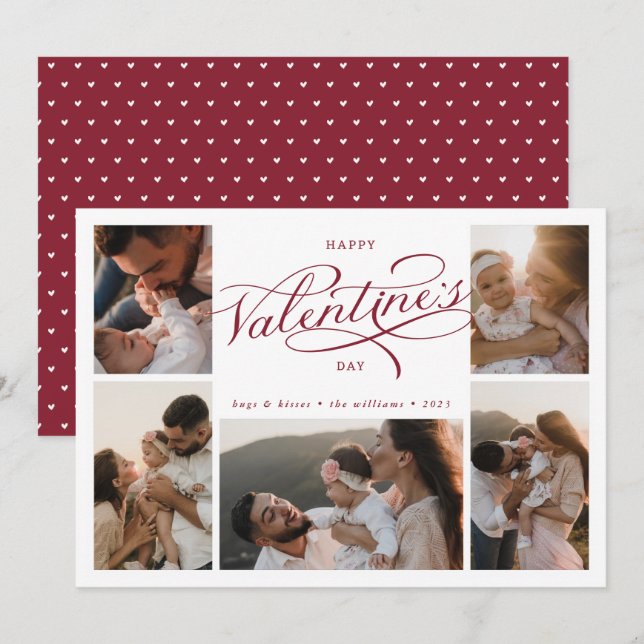 Tarjeta Festiva Feliz Collage de fotos de San Valentín (Anverso / Reverso)