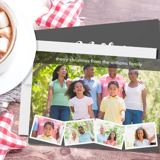 Tarjeta Festiva Feliz Collage de fotos Gray Christmas (Subido por el creador)