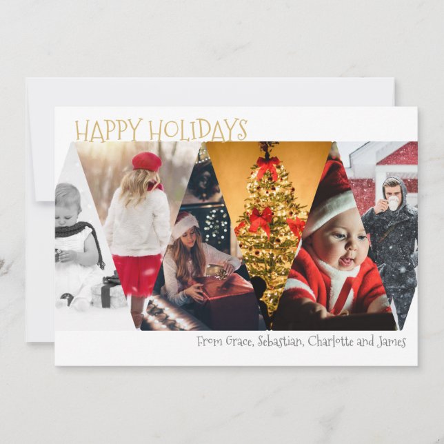 Tarjeta Festiva Feliz Collage de fotos navideño (Anverso)