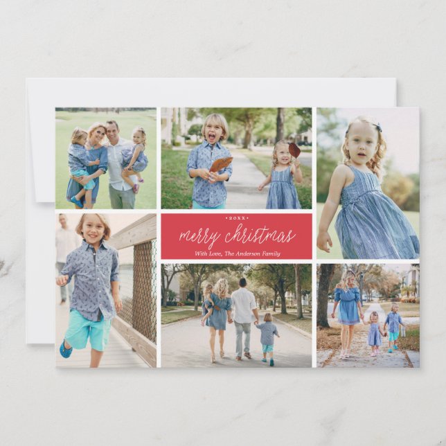 Tarjeta Festiva Feliz Collage de fotos navideño 9 Fotos (Anverso)