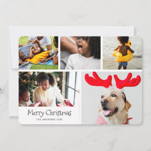Tarjeta Festiva Feliz Collage de fotos navideño cinco imágenes sim