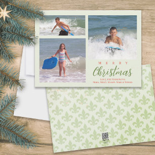 Tarjeta Festiva Feliz Collage de fotos navideño verde