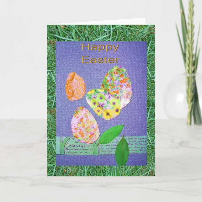 Tarjeta Festiva Feliz Collage de Pascua (Anverso)