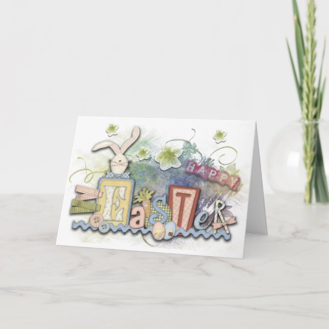 Tarjeta Festiva Feliz Collage de Primavera de Pascua (Anverso)