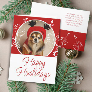 Tarjeta Festiva Feliz Cómo lidias Follaje Rojo Nombre Perro Foto 